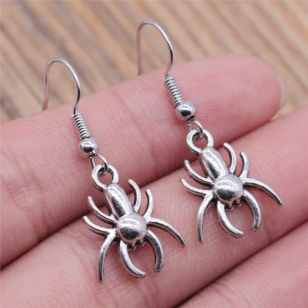 

Модные Серьги-Подвески ручной работы с простым дизайном в античном стиле серебряного цвета в виде паука насекомых Прямая поставка висячие ...