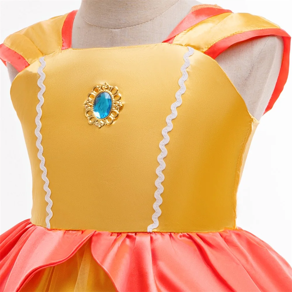 Детское Желтое Кружевное Платье Принцессы Для Косплея Милое Вечернее