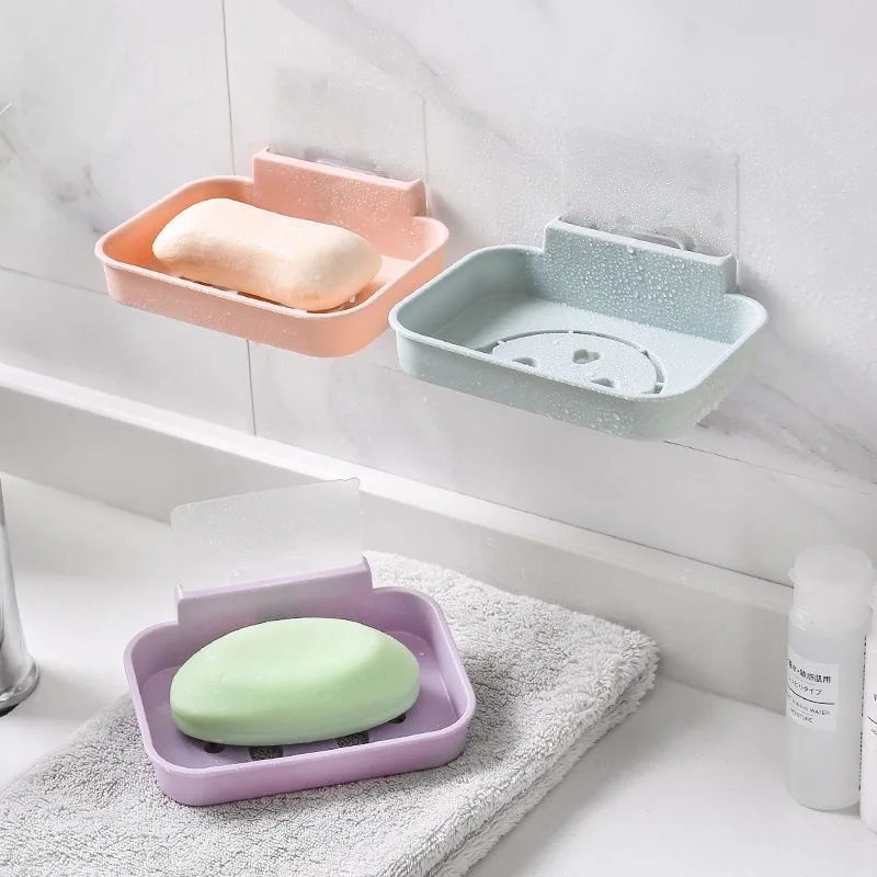 

Soap Box Smiley Face Punch-Free Soap Dish Wall Mounted Soap Rack Wall Hanging Soap Holder Household Storage Box