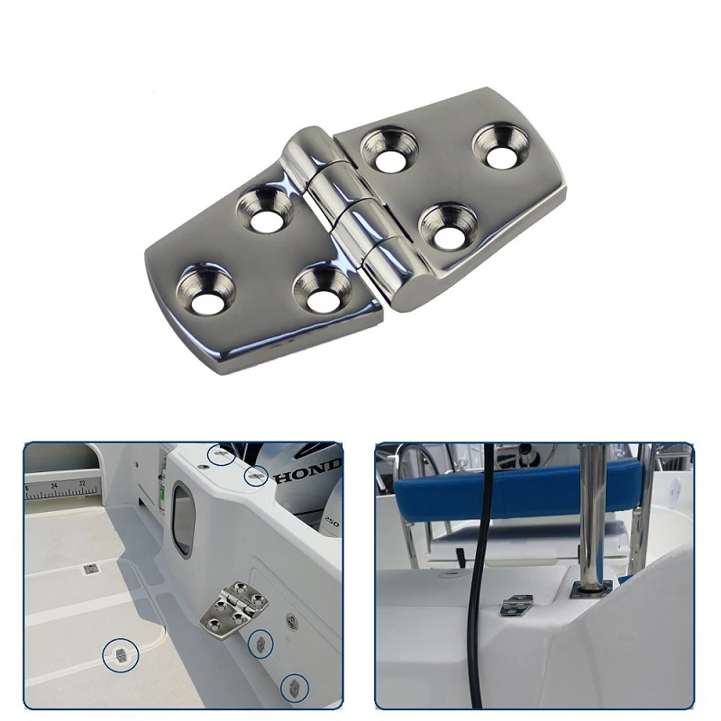 

2PCS Stainless Steel 316 Cast Door Strap Hinge With 6 Holes 76mm Mirror Polishing Marine Hinges Boat Hardware