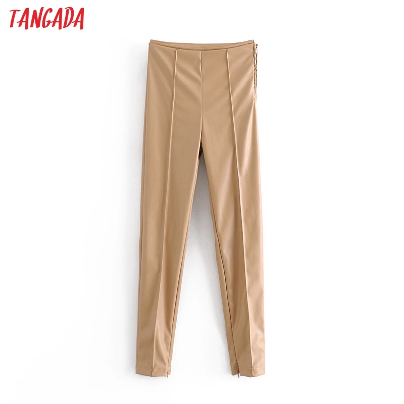 

Брюки-карандаш женские из экокожи, на молнии, цвета хаки