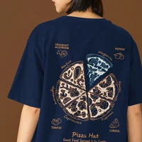 pizza design sense retro t shirt women summer niche chic 2022 new vintage pure cotton oversize couple short sleeves y2k girl