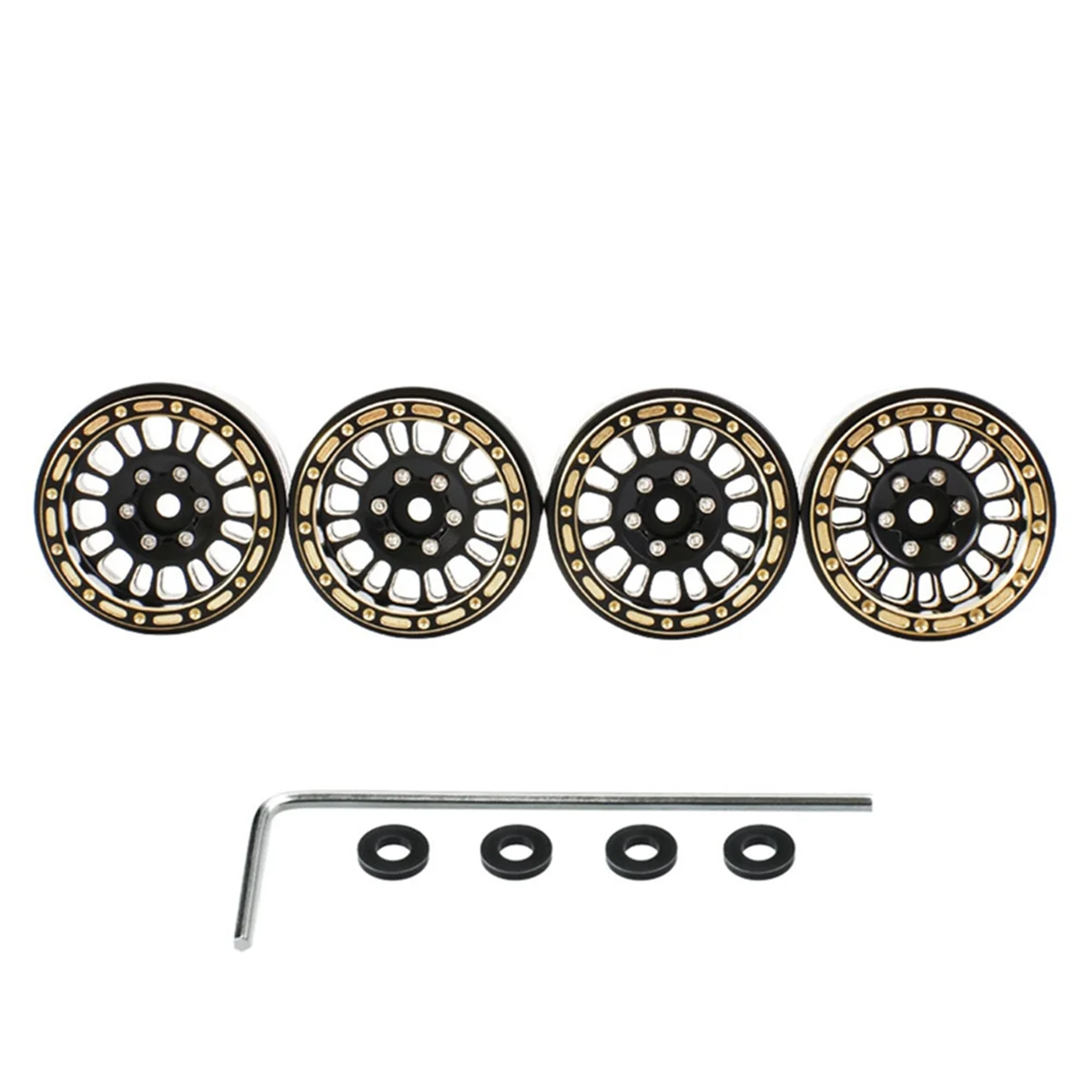 

For Traxxas 1/18 TRX4M Land Rover 1.2Inch Brass and Black Gold Wheels 1/24 SCX24 FMS A