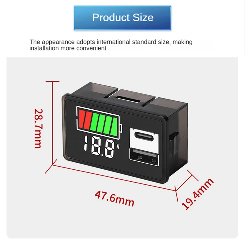 1 шт. литиевый телефон дисплей стандартный вольтметр постоянный ток 8-100 в