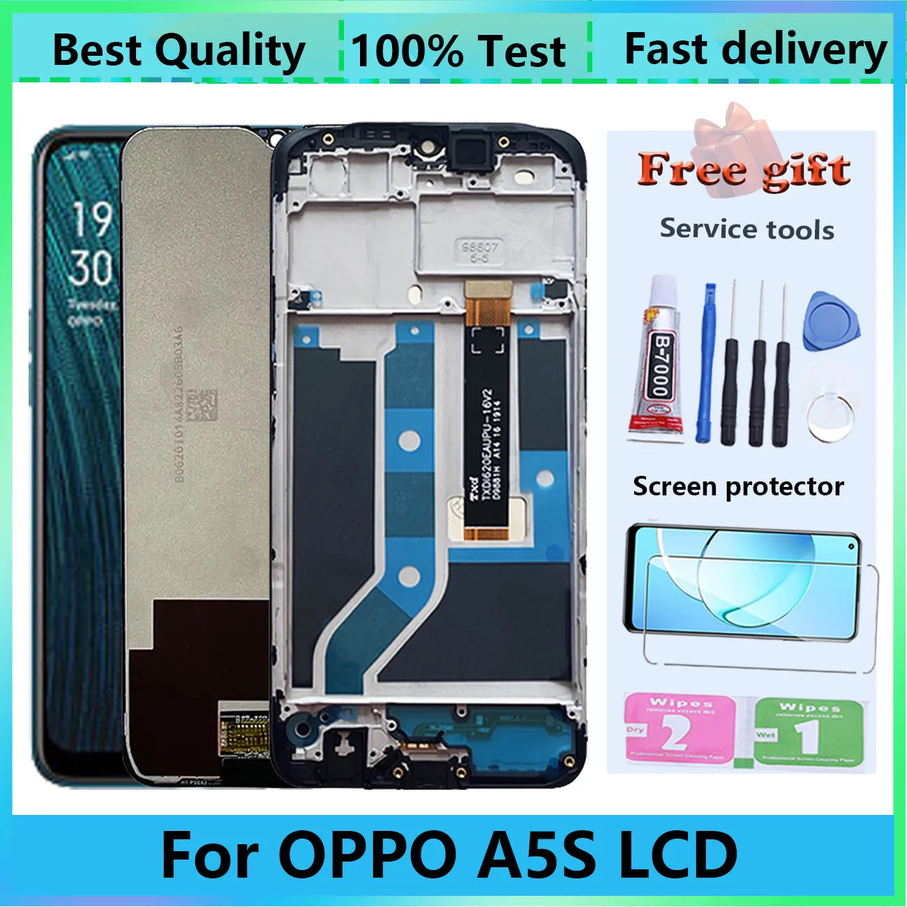 Оригинальный ЖК-дисплей для Oppo A5s с рамкой cph1900, CPH1920, детали для замены