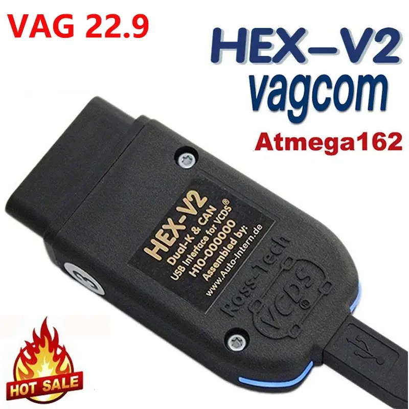 

2022 Newest VAGCOM 22.9 VCDS Scanner HEX V2 USB Interface FOR VW AUDI Skoda Seat Unlimited VINs English French German Atmega162