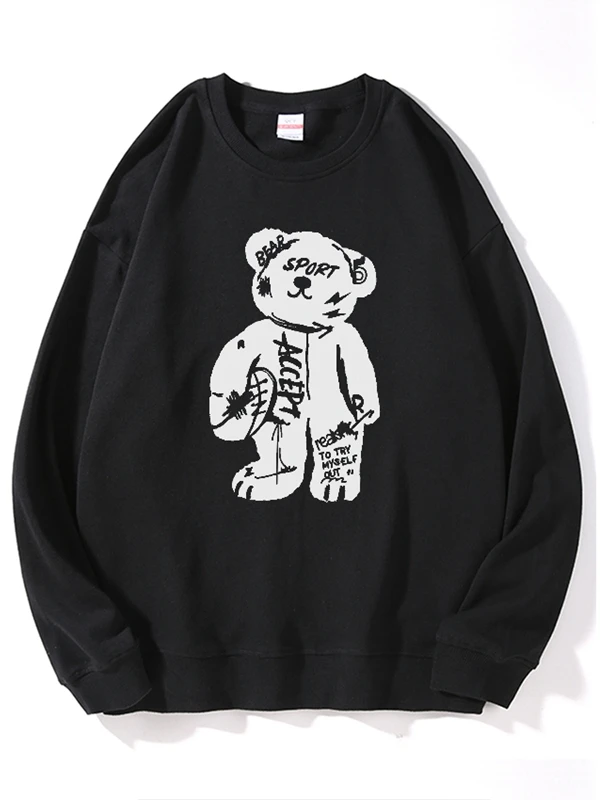 

Drop shipping Cotton loose lovely bear print unisex Sweatshirts casual drop sholder men Sweatshirts cool men hooded sweatshirts
