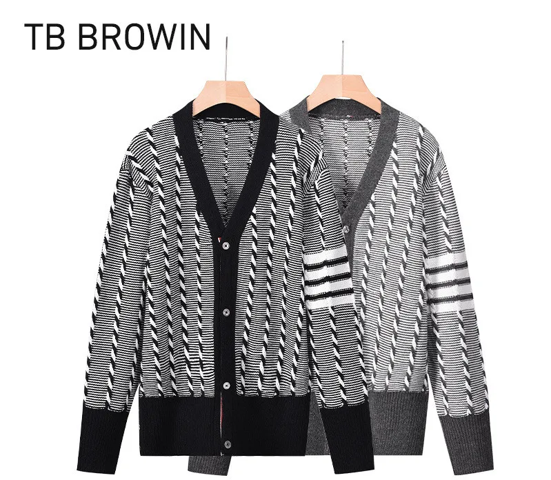 

TB BROWIN Women Casual Cardigan Wool V-Neck Knitted Top Long Sleeve Top Thicken Sweater Women Cardigan Korean Design
