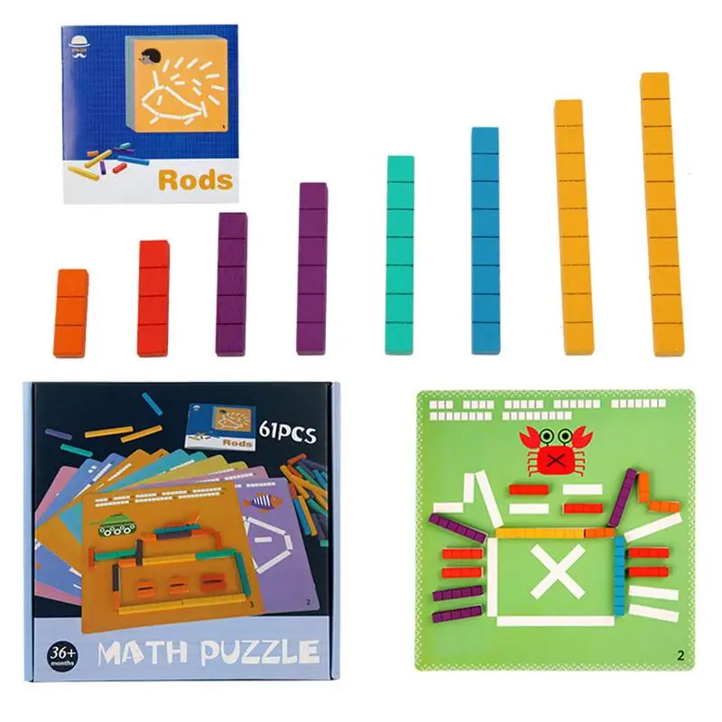 

Wooden Stick Puzzle Montessori Toy Child Color Stick Wooden Math Teaching Number Cards Toys For Home-School Supplies