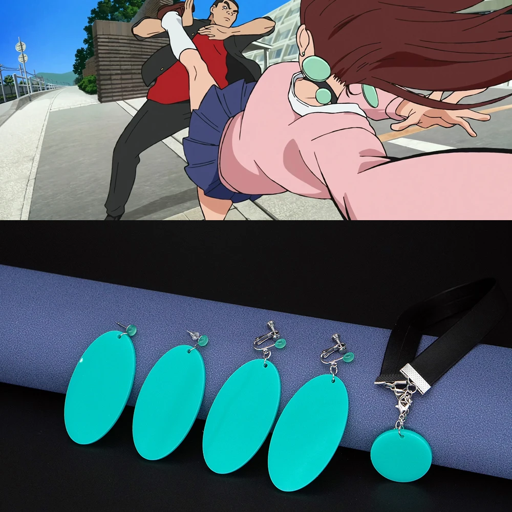 Серьги MINISO DAN DA Momo Ayase зелёные акриловые