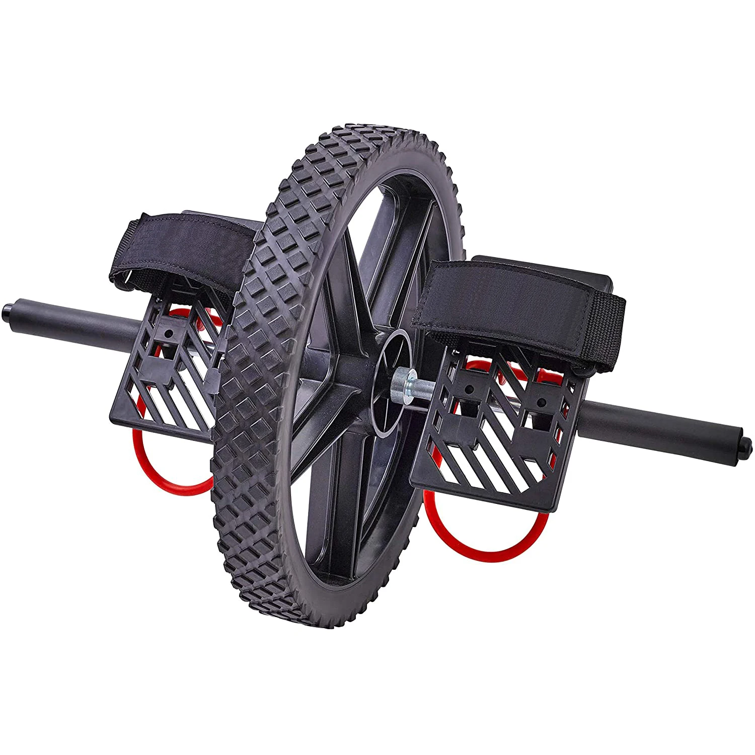 Power Wheel for At Home Full Body Functional Fitness Strength Including Abs & Core, Lower Body and Upper Body with Foot Straps