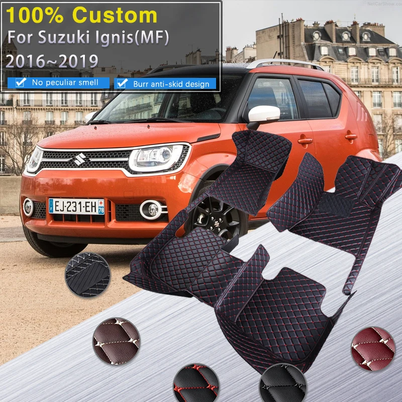 Car Mats For Suzuki Ignis MF 2016 2017 2018 2019 Leather Floor Mat Durable Rugs Carpet Pad Set Car Accessories Interior Parts
