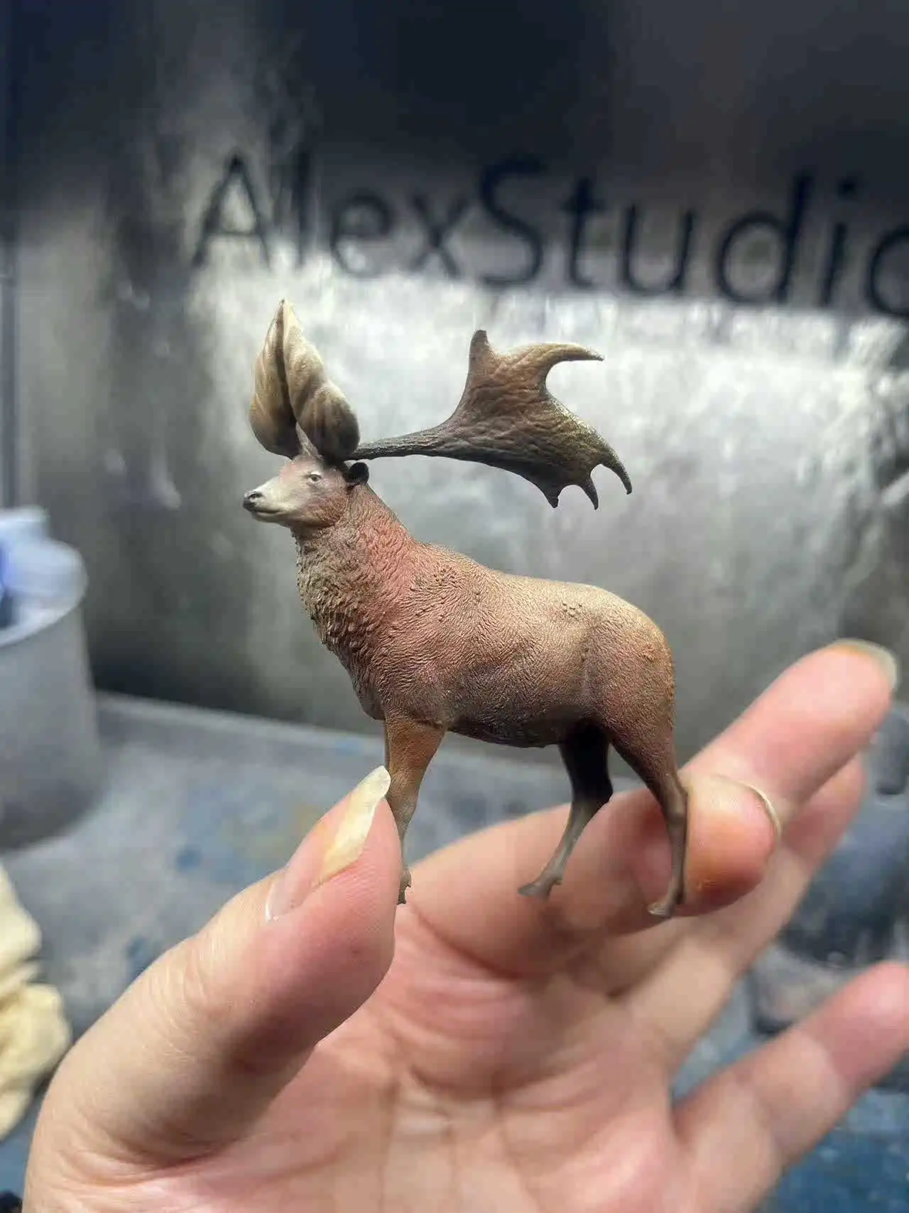 Фото Модель животного Sinomegaceros Pachyosteus Megaloceros из смолы, 3D-печать, 1/35, 6,5 см, GK, на заказ, для коллекционирования №3