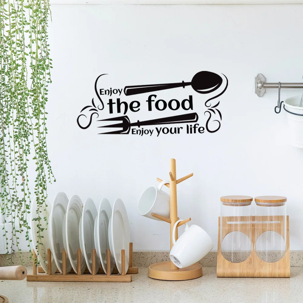 

T172# Knife Fork Pattern Wall Sticker For Kitchen Restaurant Cooktop Background Home Decor Wallpaper Alphabet Letter Mural