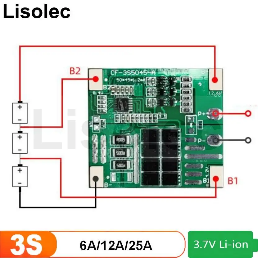 Защитная плата 3S BMS 6A 12A 25A 12V 21700 18650 для зарядки аккумулятора, зарядный модуль для дрели/двигателя/электроинструментов