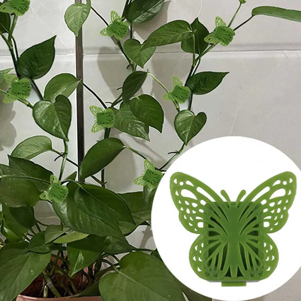 

10PCS Plant Climbing Artifacts Fixing Clip Butterfly Shape Self-Adhesive Invisible Garden Hooks Support Climbing Plants
