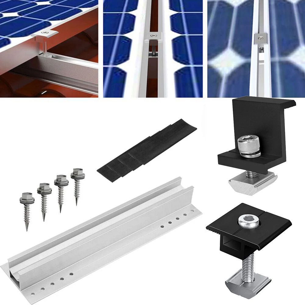 

Solar Panel PV Bracket Mounting Rail Kit Solar Modules Bracket Trapezoidal Sheet Flat Roof Aluminium Mounting Rail End Clamp