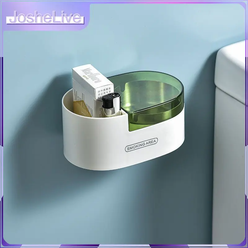 

Toilet Creative Wall-mounted Ash Tray With Cover Non-perforated Stainless Steel Ashtray for Toilet Smoking Area Dropshipping