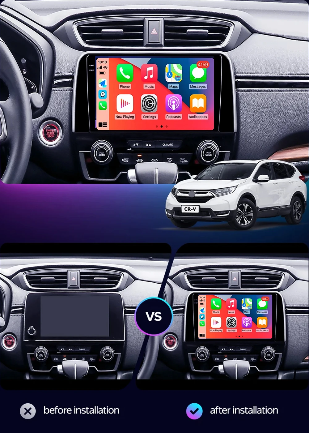 Автомагнитола на Android 14 для Honda CRV 2017 2018 2019 2020 2021 2022 мультимедийный видеоплеер