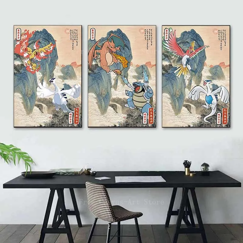 

Pokemon Squirtle Charizard Cartoon Anime Canvas Painting Wall Art Prints Poster Wall Pictures For Home Living Room Decor