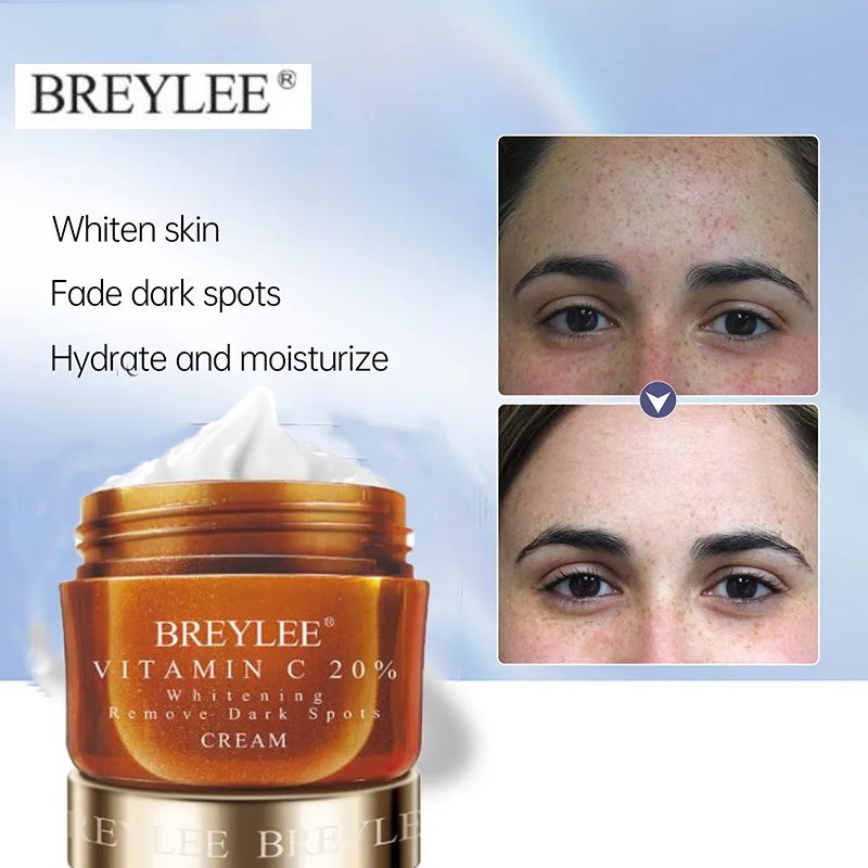 

BREYLEE Face Whitening Cream Vitamin C 20% Facial Melanin Freckles Dark Spots Removal Craem Moisturizing Brighten Day Cream 40g