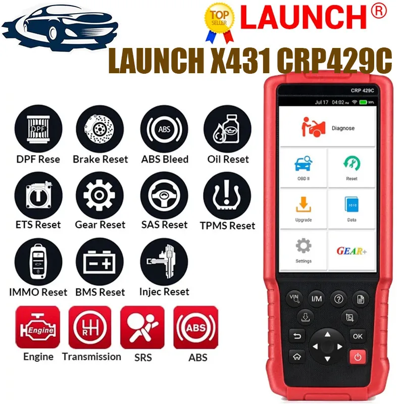 

Считыватель кодов LAUNCH X431 CRP429C OBD2, сканер для 4 систем диагностики, 15 сбросов, автомобильные инструменты, лучше CRP129E, бесплатная доставка