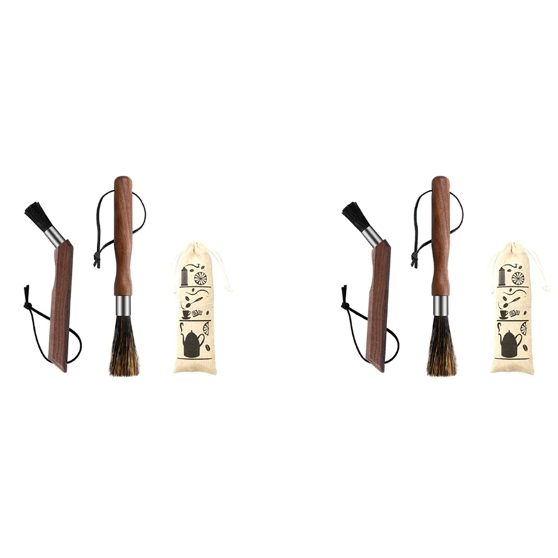 

4Pcs Coffee Grinder Cleaning Brush With Natural Bristles Lanyard Coffee Machine Brush Cleaner Tool For Barista Kitchen