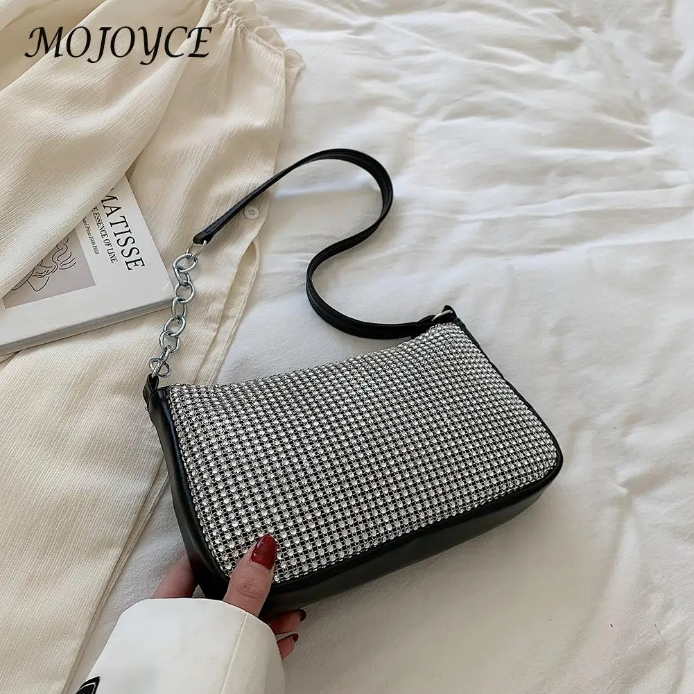 

Модный клатч стразы на плечо для женщин, блестящий вечерний кошелек из искусственной кожи для ужина и вечеринки, женская сумочка для подмыш...