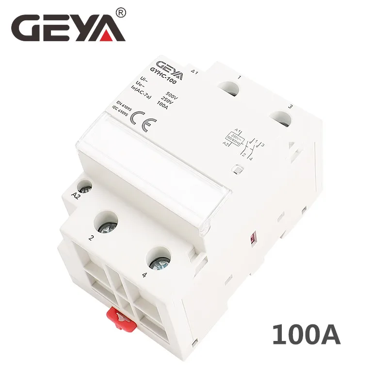Geya Gyhc Fase 100a ac Contator 220v 230v Trilho Din Casa Modular Controlador de Interruptor Contator Casa Inteligente Uso do Hotel