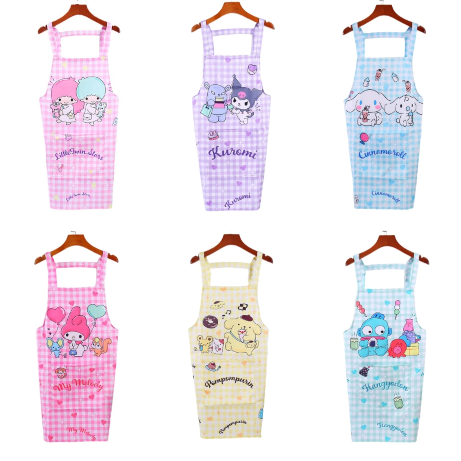 

Красивый мультяшный мелодия Kuromi Cinnamoroll KT домашний кухонный фартук для взрослых Водонепроницаемый маслонепроницаемый фартук для готовки выпечки в ресторане