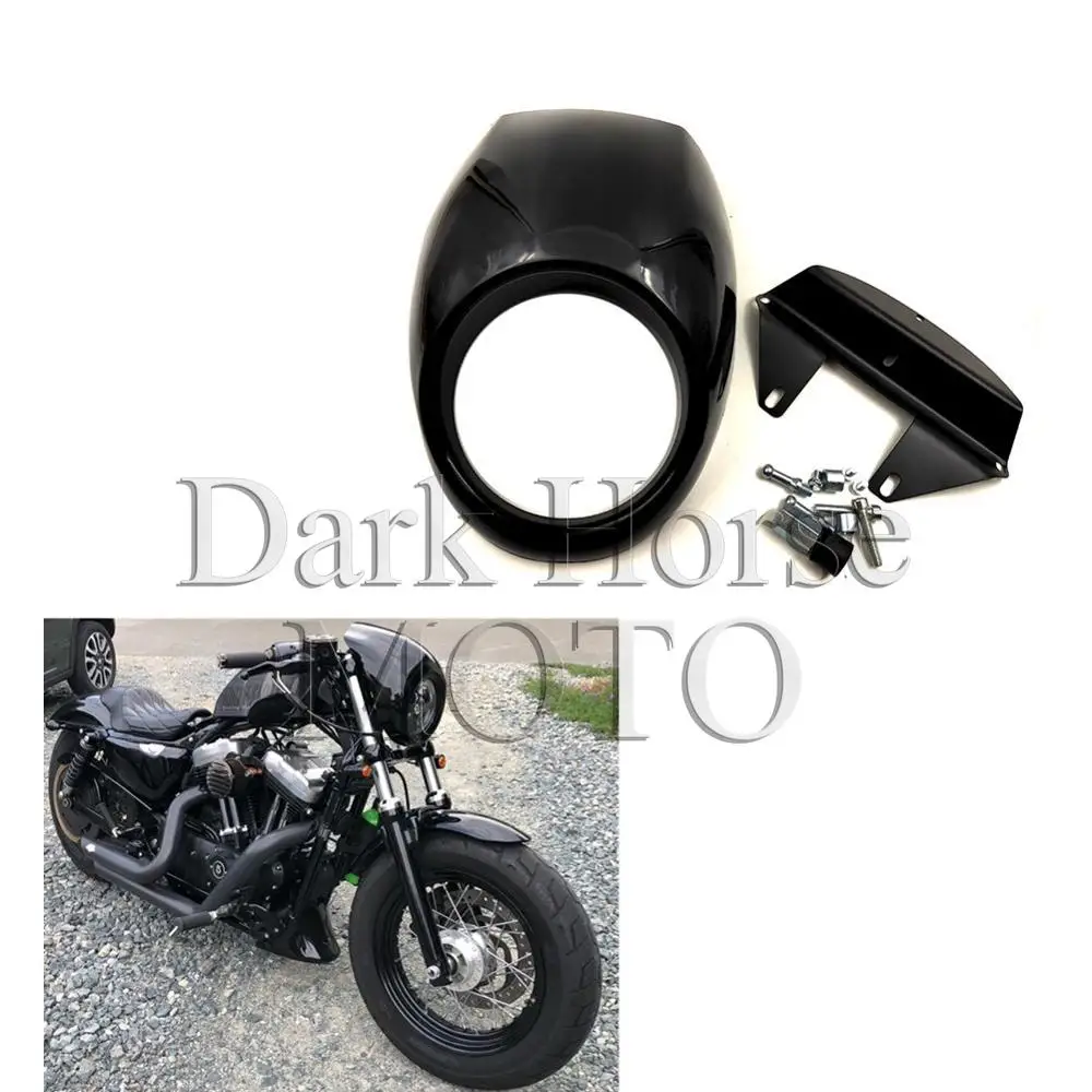 

New Motorcycle Accessories Black Motorcycle Headlight Fairing for Harley Davidson Front Fork Mount Dyna Sportster XLCH