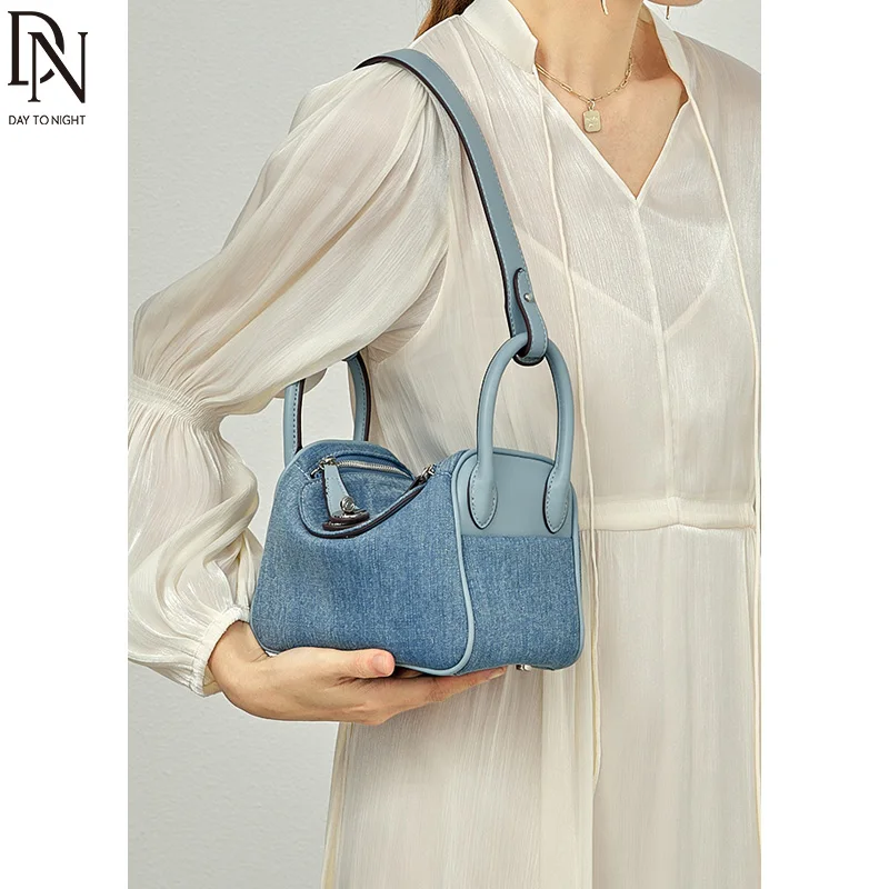 DN Luxury Crossbody Bags for Women Denim Embroidery Women's Handbag Fashion Zipper Closure Ladies Purse