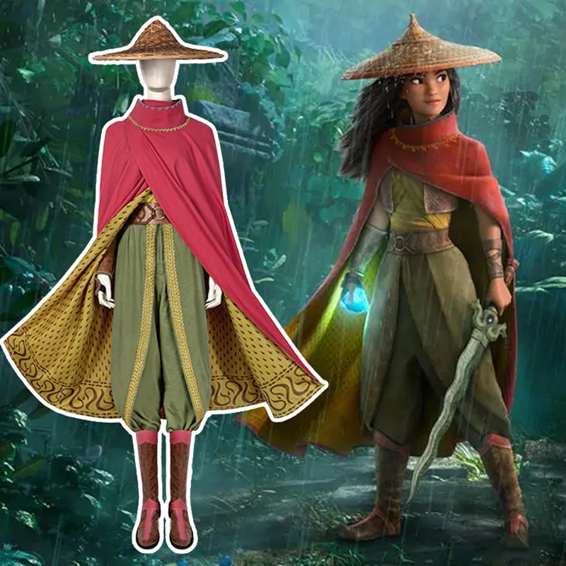 

Unisex Cosplay Costume The Legend Of Dragon Hunting Raya Full Set With Cloak Halloween Costume Trench Coat