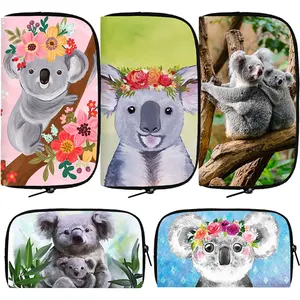 Cute Cartoon Koala Print Wallet Women Men Purses ID Card Holder Canvas Long Wallet Teenager Casual Coin Money Bags Gift