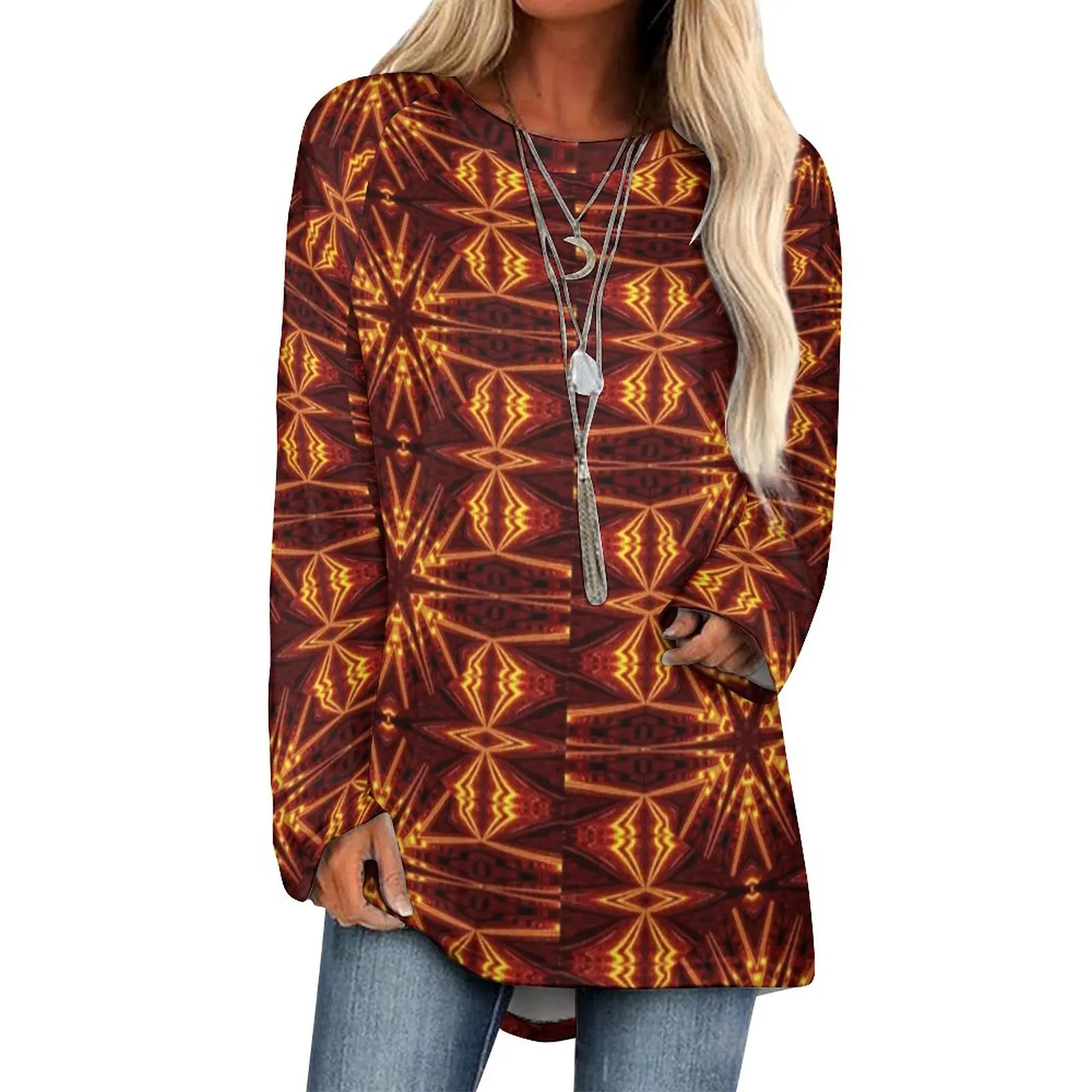 

Футболка женская с длинным рукавом, в стиле ретро, 3XL, 4XL, 5XL