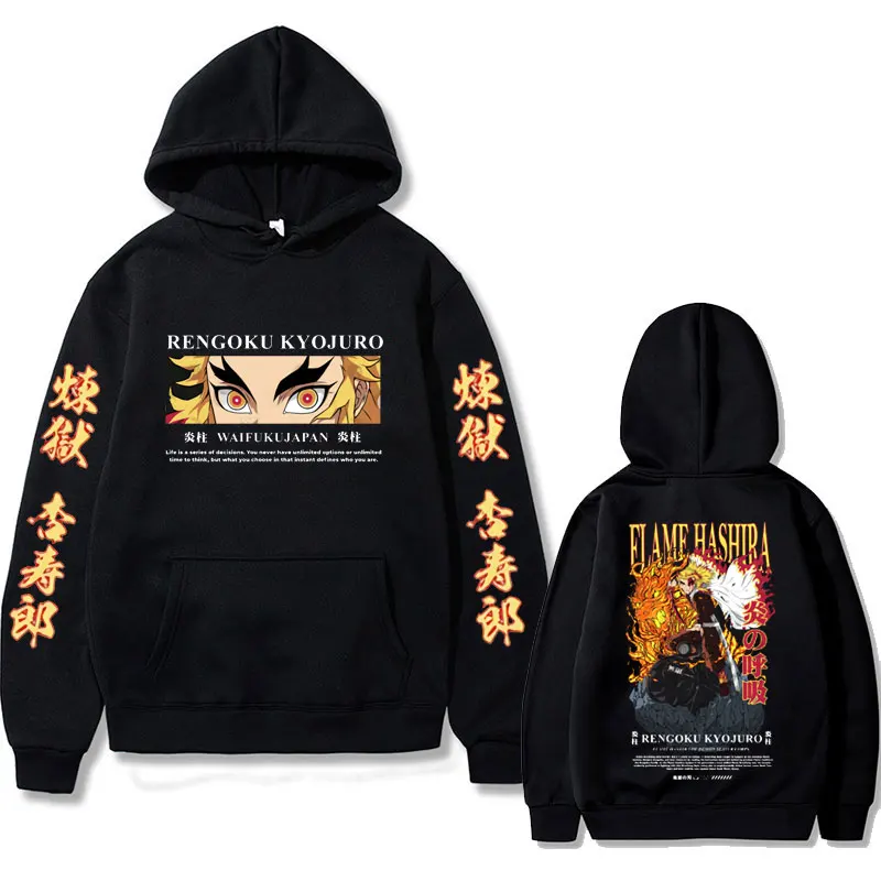 

Japanese Anime Demon Slayer Kimetsu No Yaiba Graphic Hoodie y2k Men's Rengoku Kyoujuro Hoodies Men Manga Oversized Sweatshirt