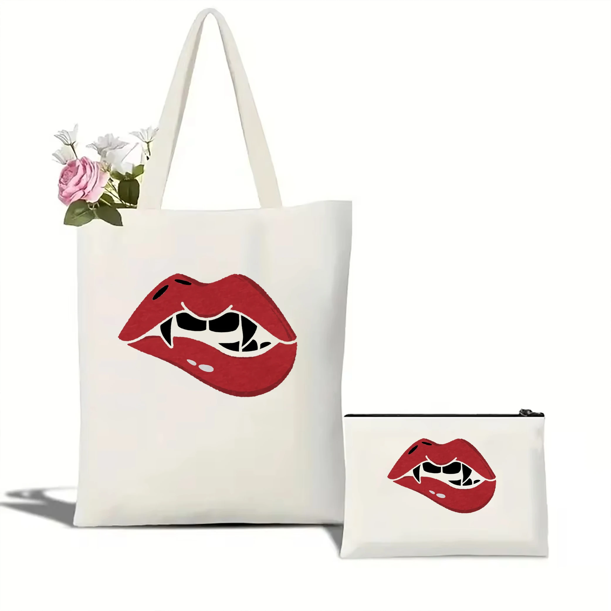 Модная сумка в стиле ретро вампира Холщовая Сумка Хэллоуин клыки для хранения