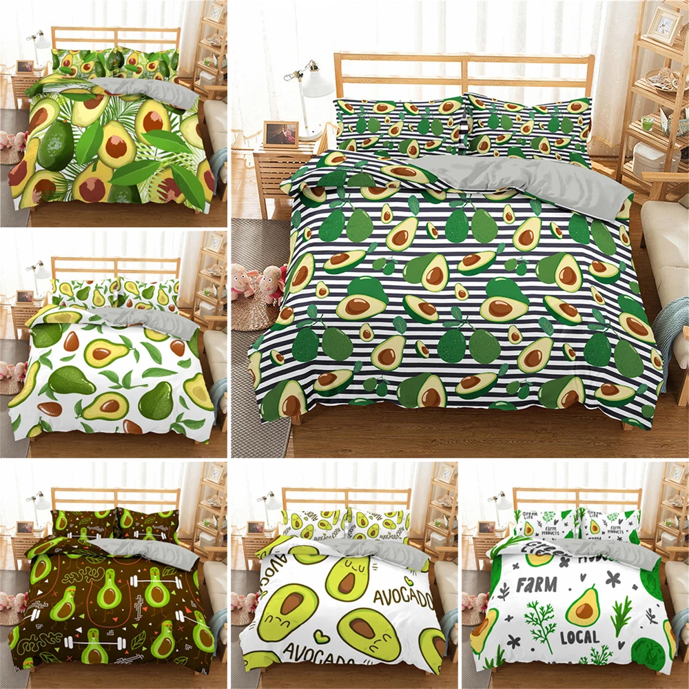 

Funny Avocado Pattern Bedding Set 2/3pcs Full Queen King Size Creative Microfiber Quilt/Comforter Cover For Kids Bedroom Decor