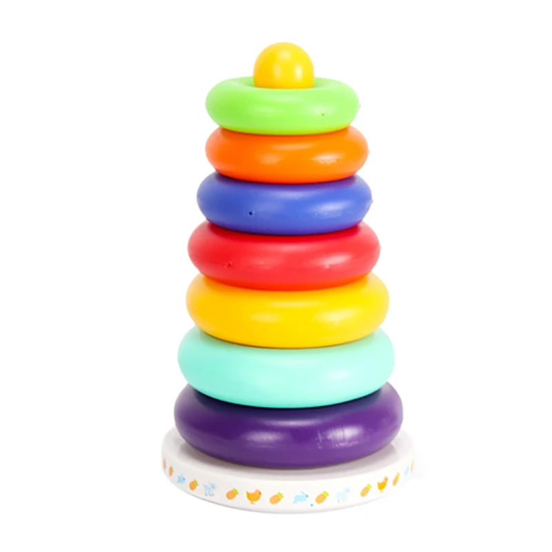 

Baby Bells Blocks Ring Toys Childrens Colorful Rings Blocks Rings Playhouse Rainbow Rings Learning Colors and Shapes Toy