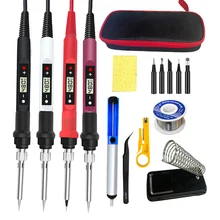 80W Digital Electric Soldering Iron Kit Set Temperature Adjustable 220V 110V  Welding Tool  Ceramic Heater Soldering Tips Rework