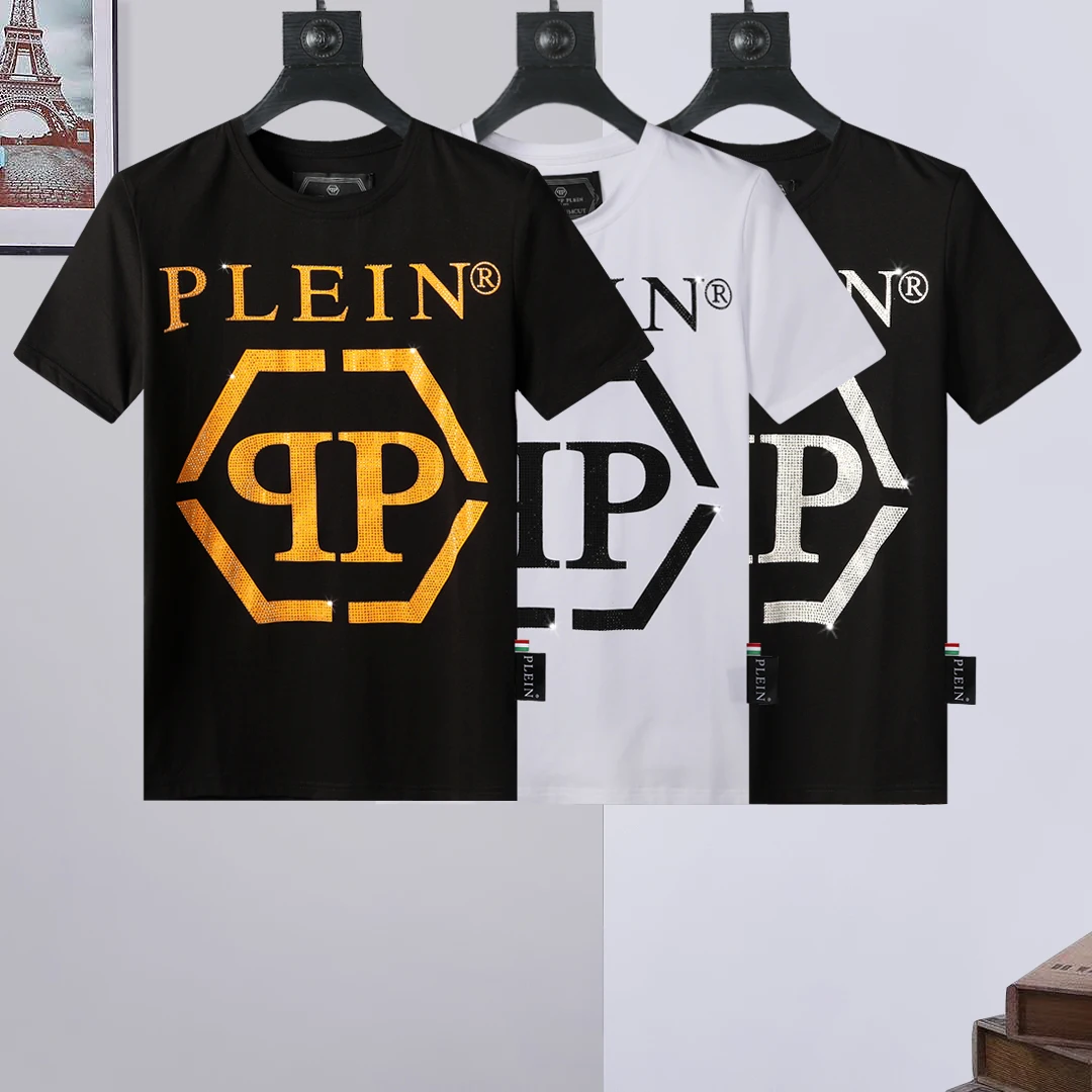 

New Skull QP-philipp T-Shirt Diamond Skull Men Hip Hop Street Gothic Cotton T Shirt Gym Plein Short Shirt Crew Neck Sportswear
