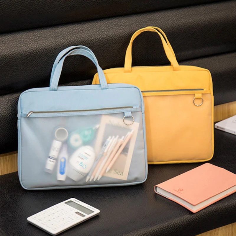 Refreshing Cute Girl Briefcase Large-capacity Data Test Paper Storage Bag Multifunction Document Organize Handbag Accessories