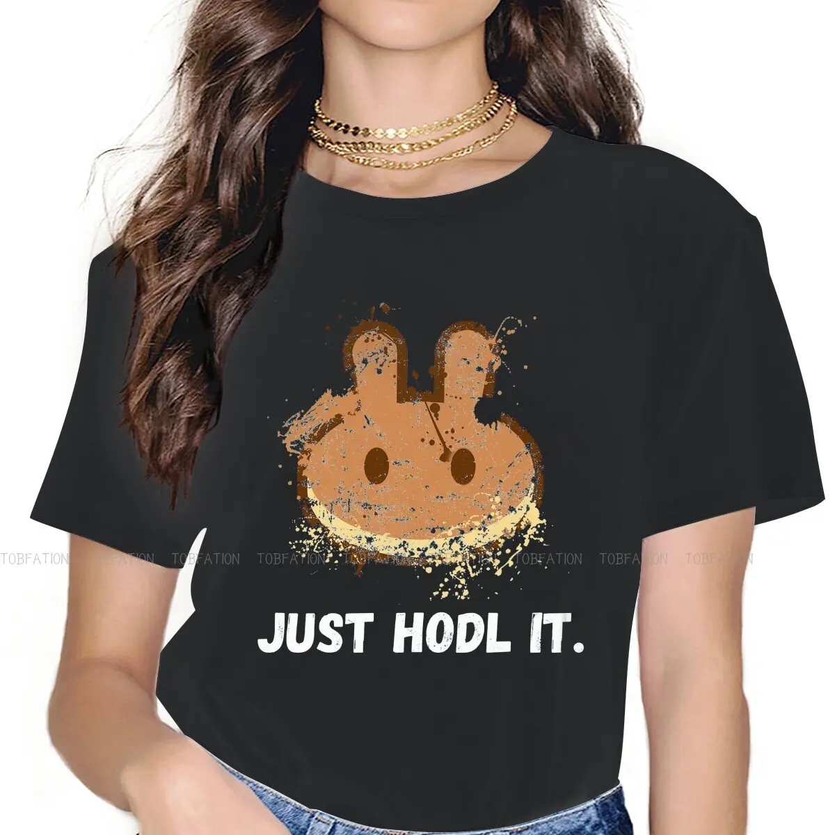 

Just Hodl It Cute Girls Women T-Shirt Apeswap Pancake Blusas Harajuku Casual Short Sleeve Vintage Oversized Tops