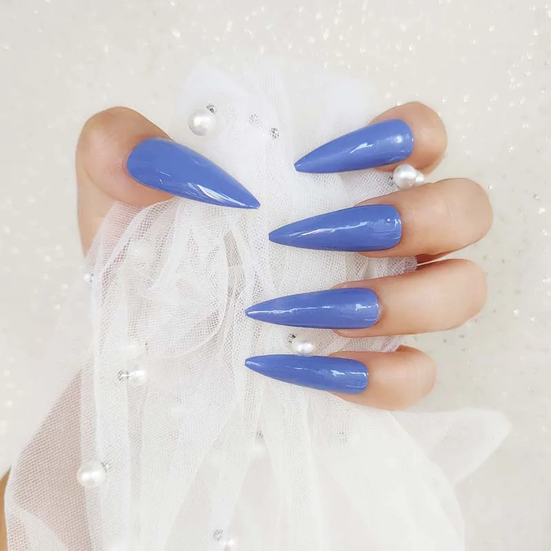 

24pcs Detachable Coffin False Nails Wearable French Ballerina Lavender Color Fake Nails Full Cover Nail Tips Press On Nails J14