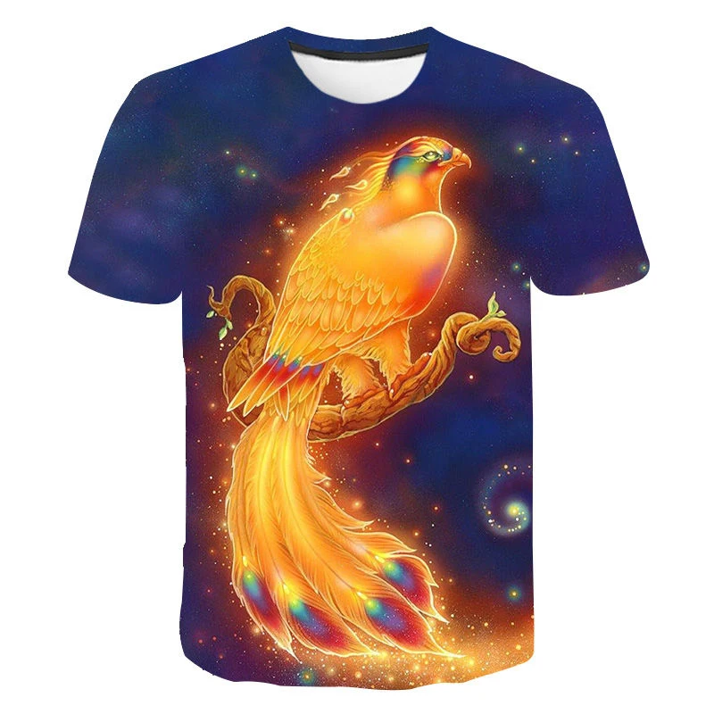 

Casual Phoenix T Shirt Men Women Bird 3D Printed Tshirt Phenix Short Sleeves Tops Animal Funny T Shirts Summer Men's Clothing