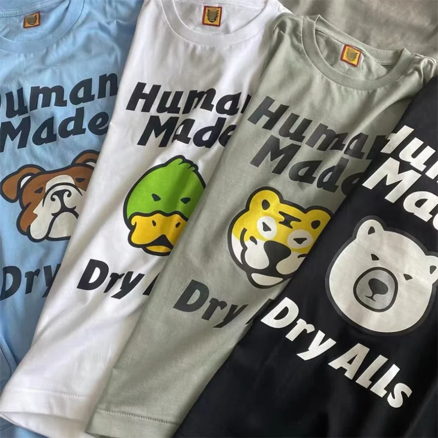 

Long Sleeve Human Made T Shirt Men Women Dog Duck Tiger Polar Bear Logo Tee Graphic Printed Casual Tops