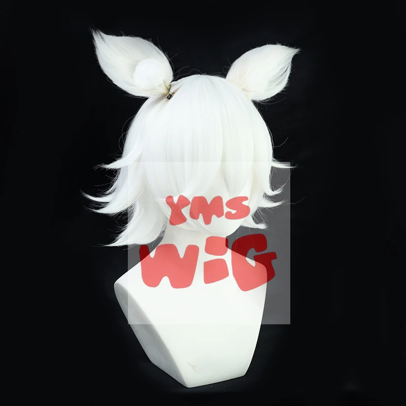 Игра Genshin Impact Kitsune Saiguu парик для косплея с ушками 45 см белый вечеринка на Хэллоуин