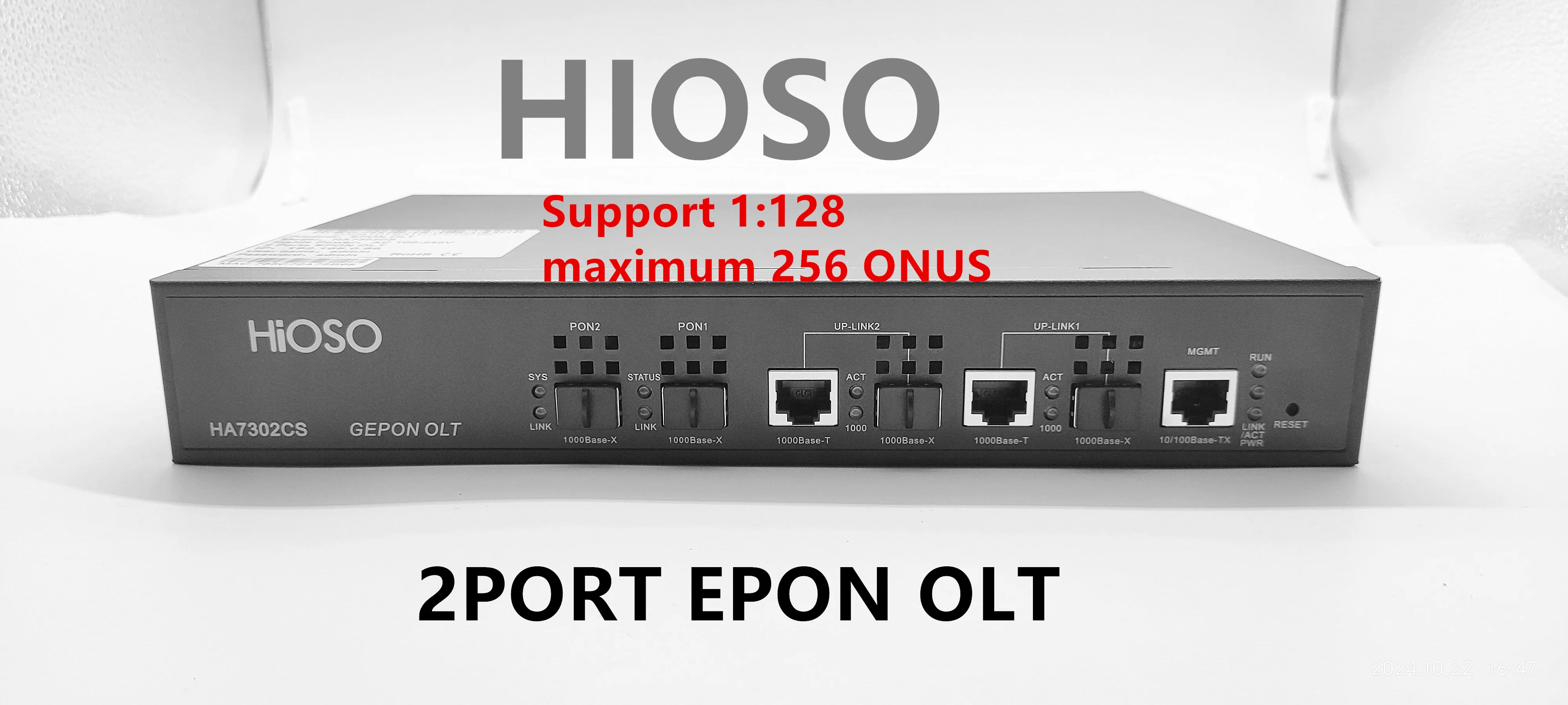 HIOSO 2PORT EPON OLT 2PON с 9 дБ SFP WEB SNMP CLI Совместимость HUAWEI ZTE FIBER HOME XPON ONUs