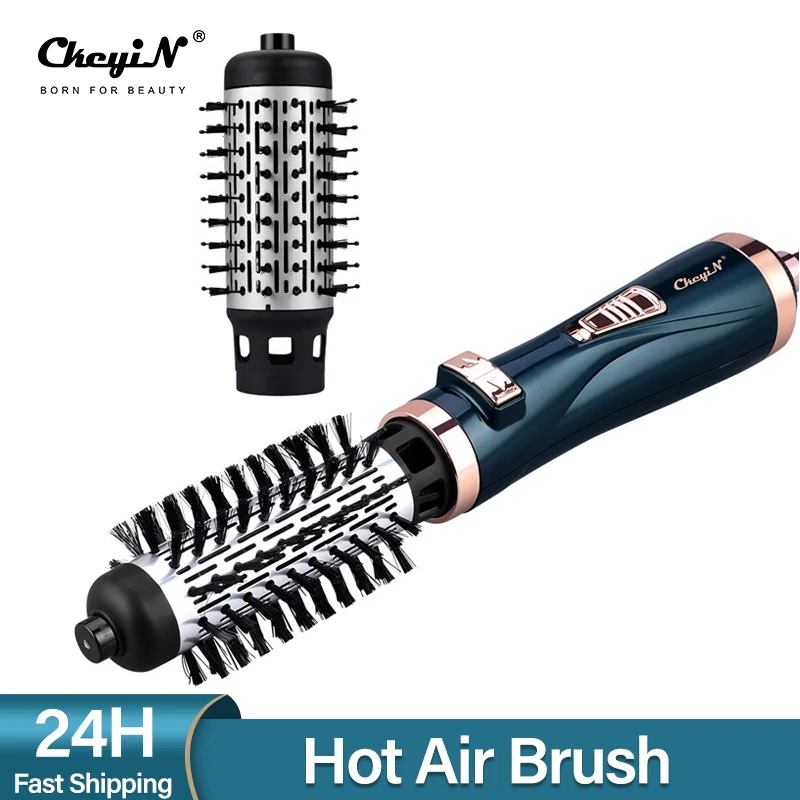2in1 Auto Rotating Round Hair Blow Dryer Volumizer Hot Air Brush 3 Heat Setting Electric Hair Curler Straightener Comb Fast Heat