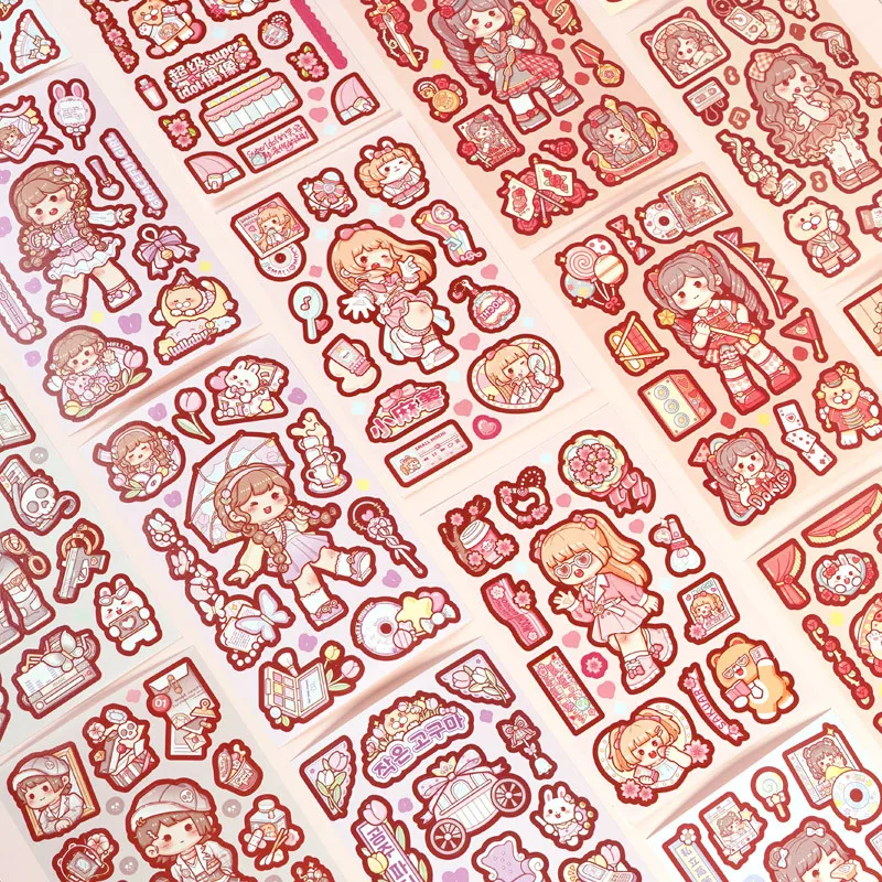 

21pcs Kawaii Stationery Stickers Cartoon Girl Small Mochi Junk Journal Diary Planner Decorative Mobile Sticker Scrapbooking